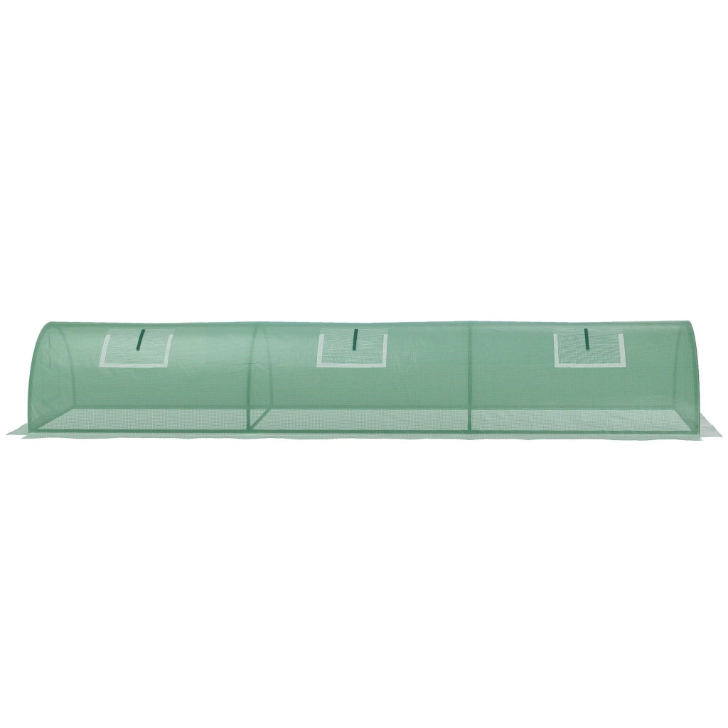 Serra Piccola 300x80x45 cm con 5 Finestrelle e Griglia Centrale in Acciaio PE e PP Verde