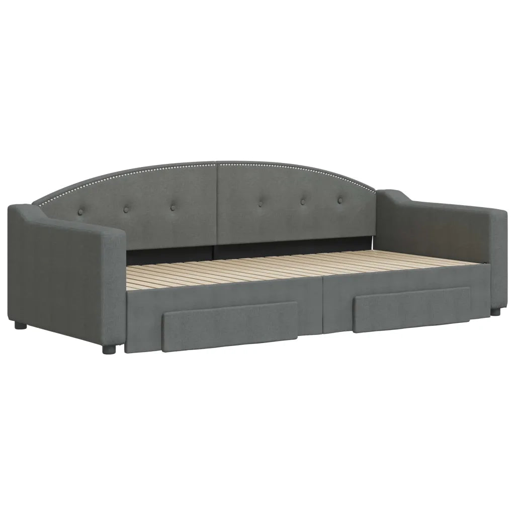 Divano Letto Estraibile Cassetti Grigio Scuro 90x200cm Tessuto 3197567