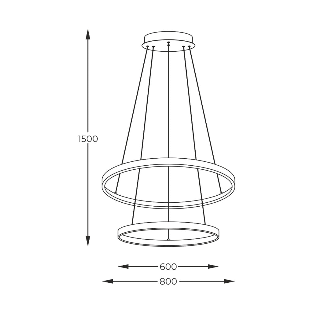Lampadario LED nero 2 anelli Breno 60W Zuma Line 2023200-BK