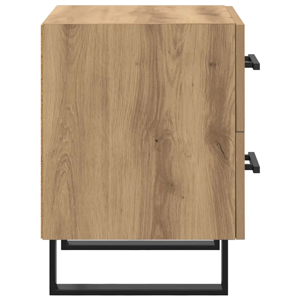Set di 2 Comodini | Armadio da Notte | Mobiletto da notte Rovere artigianale 40 x 35 x 47,5 cm