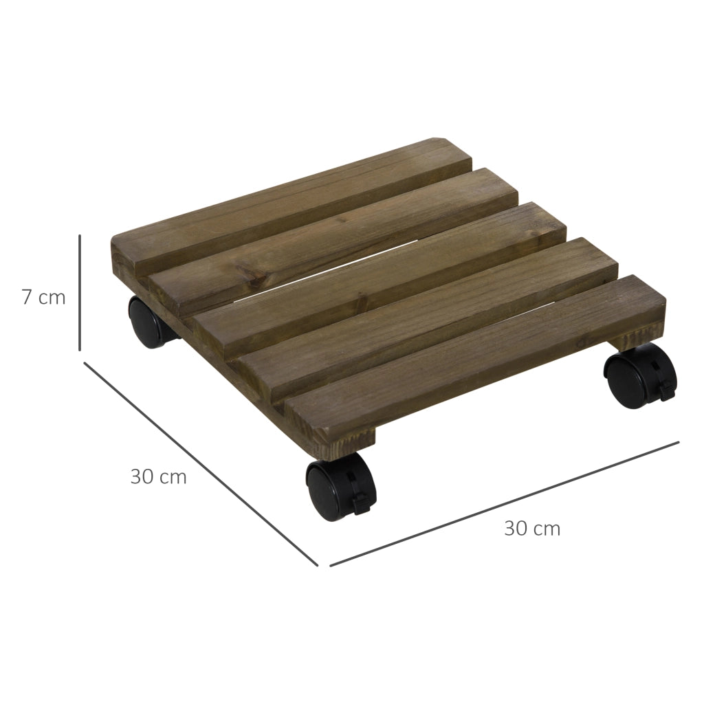 Supporto per piante con ruote in legno ¨C zephmum ¨C marrone scuro 50 kg