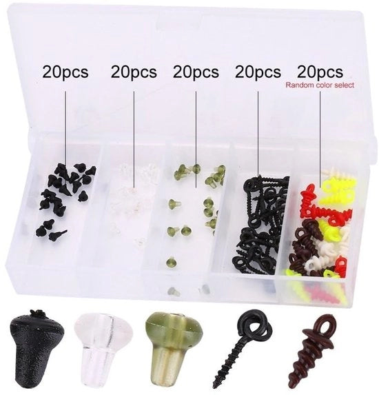 Kit di fermature per tenda da campeggio - 100 pezzi - Fermature nere/blu/verdi - Viti nere/multicolor - Materiale plastico/metallo - Leggero