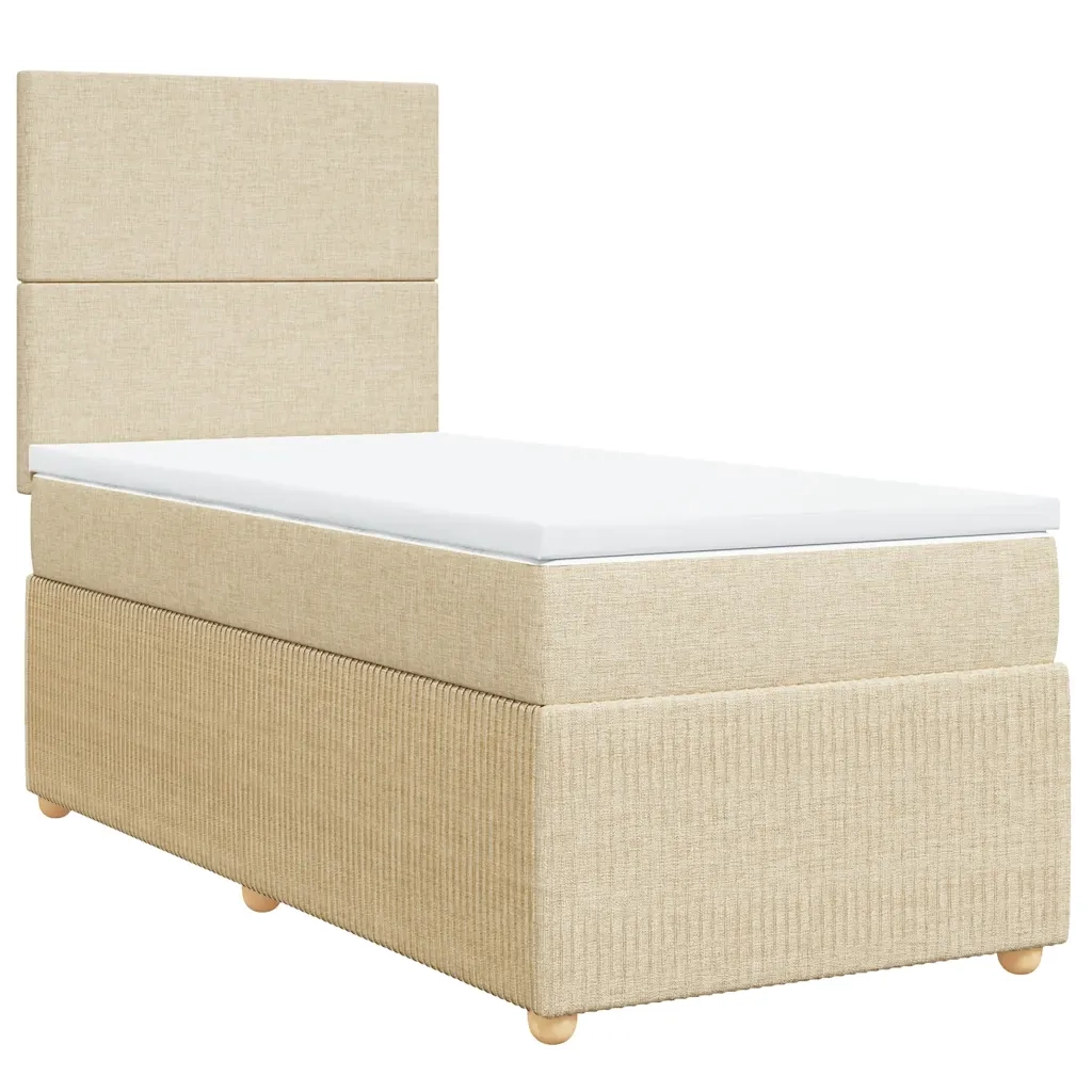 Giroletto a Molle con Materasso Crema 90x190 cm in Tessuto