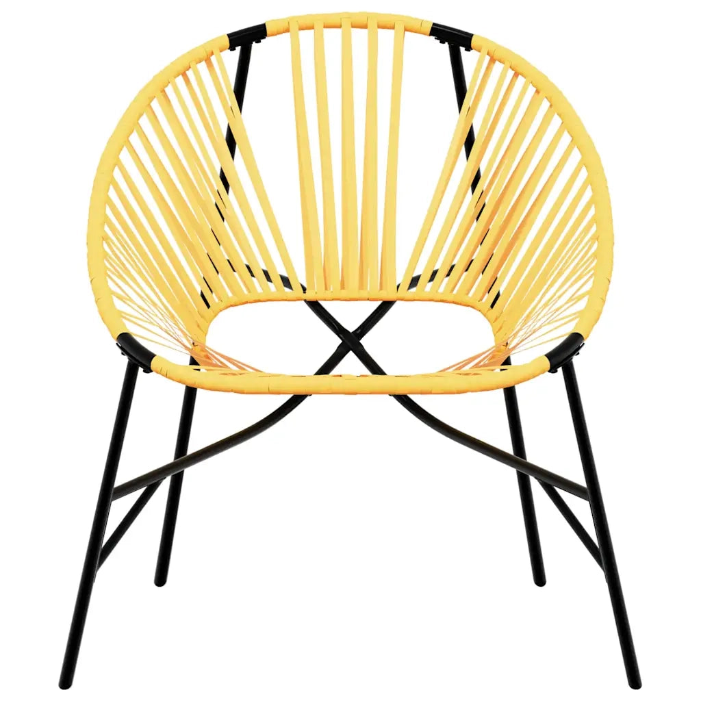 Set di Sedie da Giardino 3 pz | Sedie da Esterno in Polyrattan Nero e Giallo