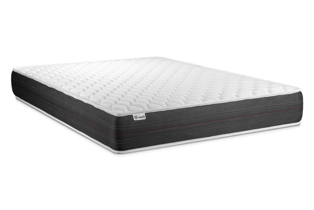 Pacchetto letto completo - Materasso 140x190cm + Box spring con doghe (in kit) + 2 cuscini + Piumino - Vitalspring