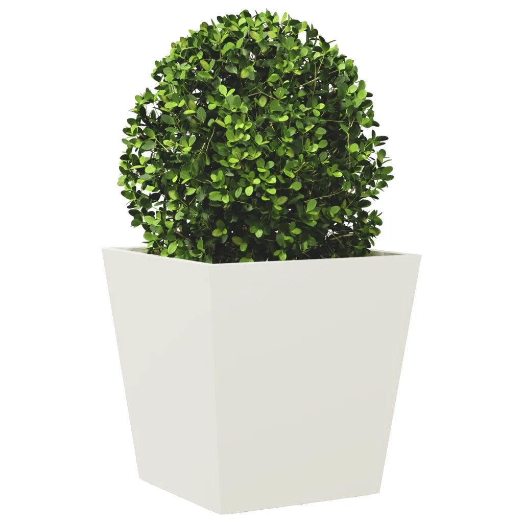 Fioriere da Giardino 2 pz Bianche 40x40x40 cm in Acciaio