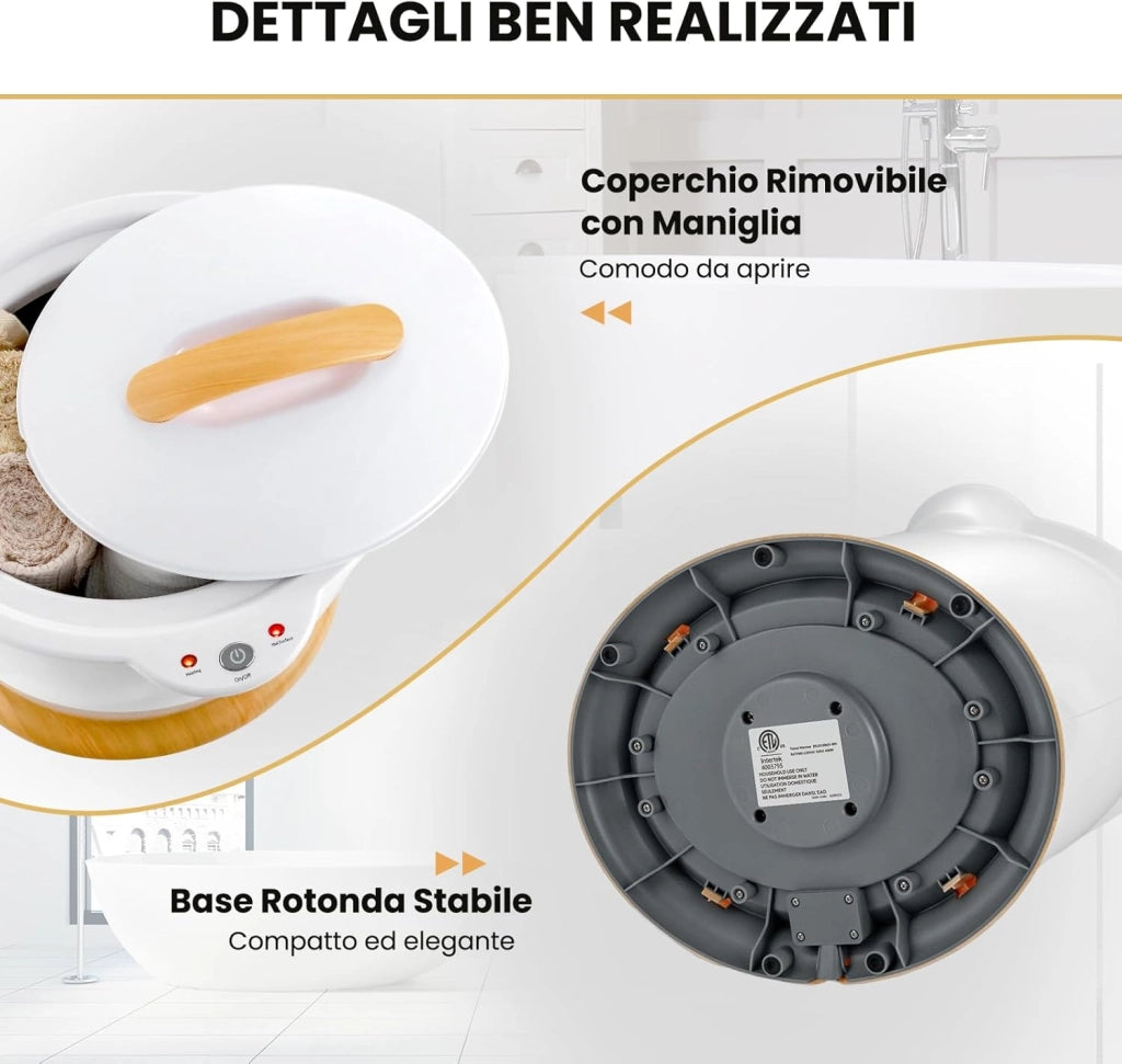 COSTWAY Scaldasalviette a Secchio, Scalda Asciugamani Grande capacità 20L con Porta Profumo, Scalda Asciugamani Portatile per Spa con Spegnimento Automatico, Adatto a 2 Asciugamani da Bagno