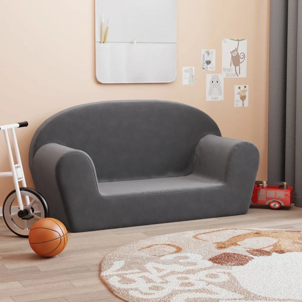 Divano per Bambini a 2 Posti Antracite in Morbido Peluchecod mxl 134384