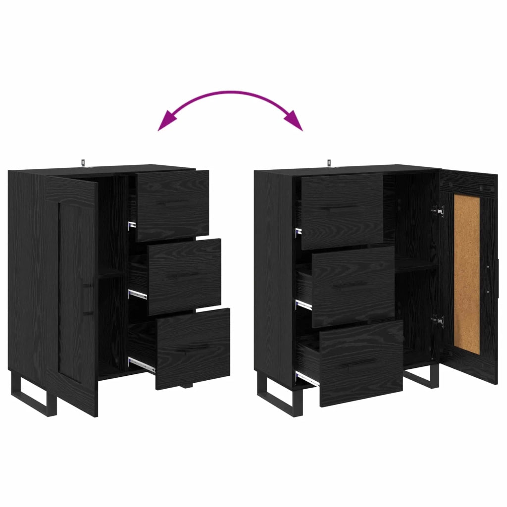 Credenza con cassetto Rovere Nero 69,5 x 34 x 90 cm 881647