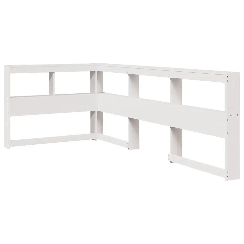 Letto Libreria senza Materasso-Struttura Letto con contenitore Bianco 90x190 cm Massello Pino 552178