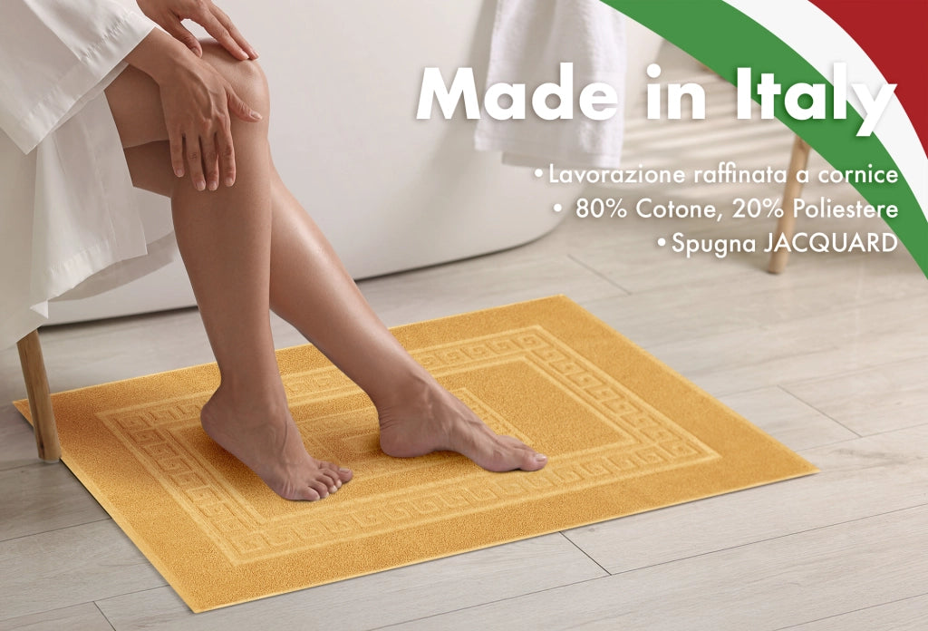 Tappeto Bagno Assorbente In Spugna Varie Misure Da Scendidoccia A Tappeto Grande Lavorazione Jacquard Tinta Unita Ricamo Cornice Lavabile Lavatrice Arancione - Scendidoccia45x60