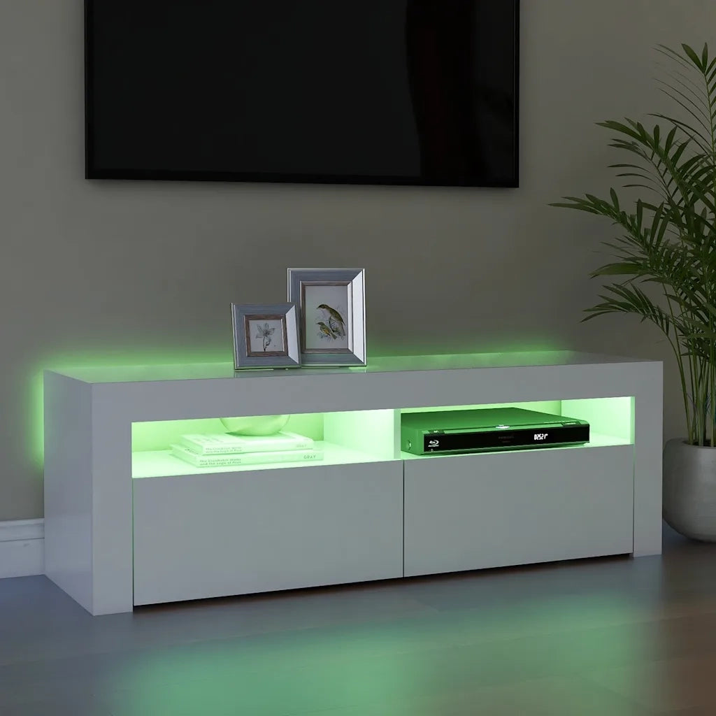 Mobile Porta TV con Luci LED-Credenza TV Bianco 120x35x40 cm 814550