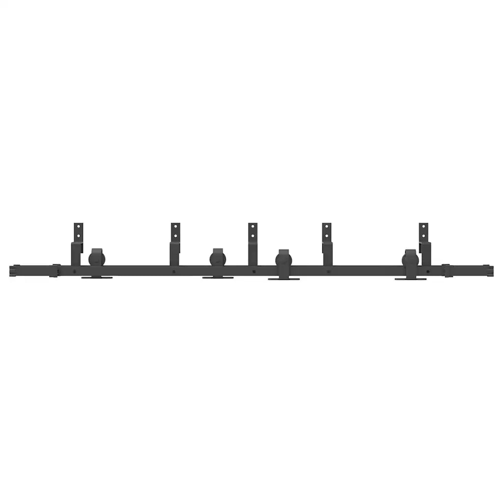 Kit di Binari per Porte Scorrevoli 200 cm Acciaio Nero CFW3646264