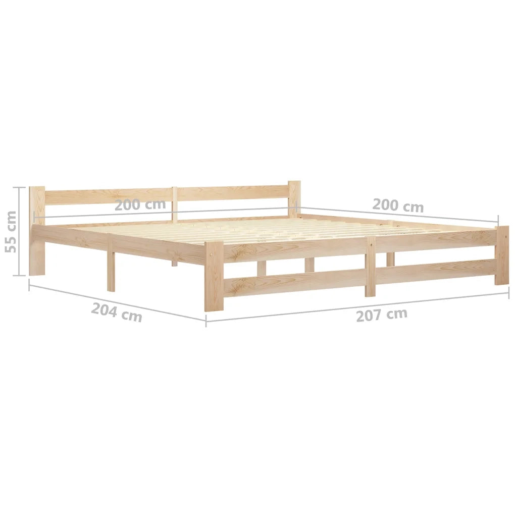 Letto matrimoniale | Letto per adulti | Giroletto senza Materasso 200x200 cm in Legno Massello Pino