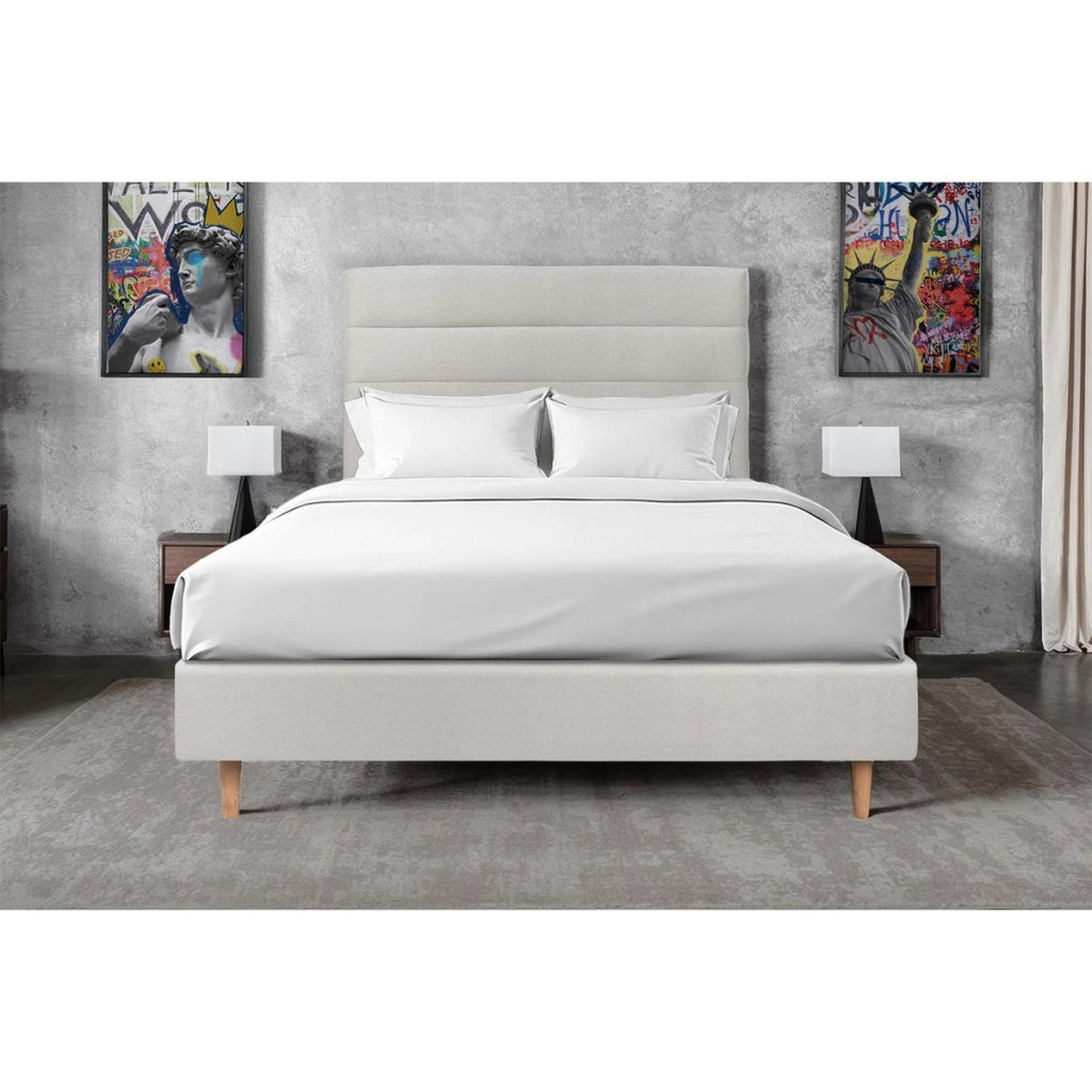 Testiera in tessuto velluto grigio chiaro con linee L140 cm