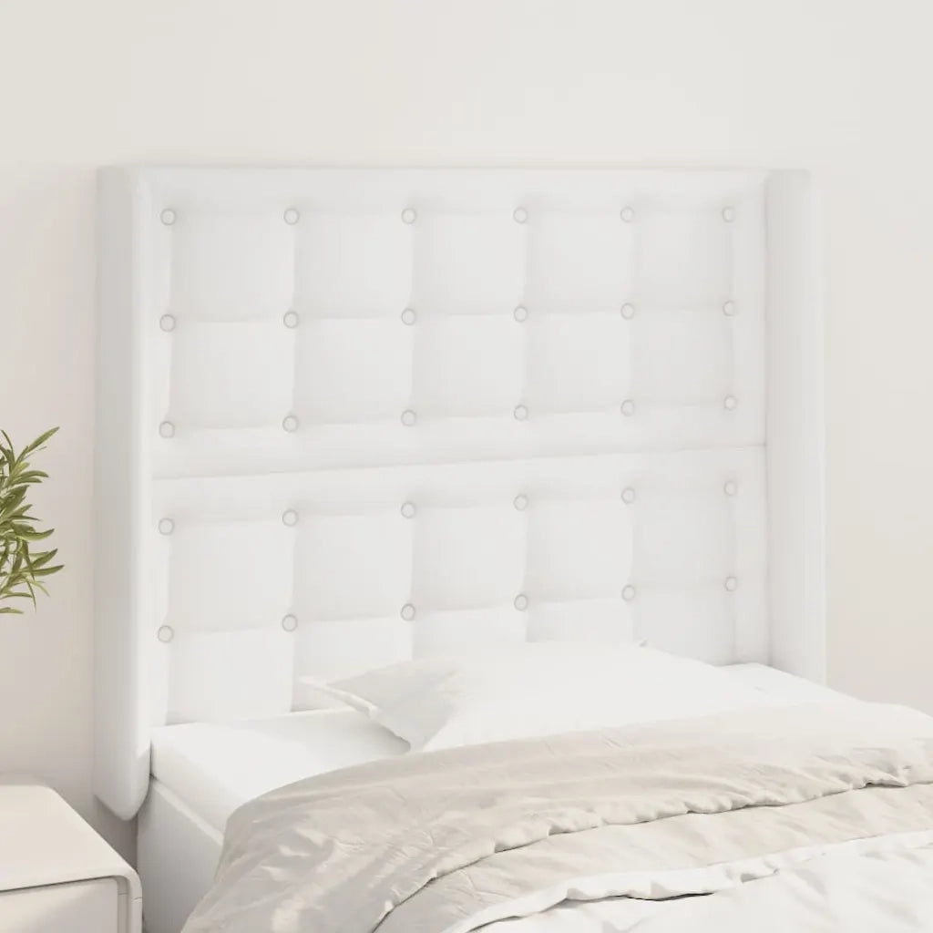 Testiera | Testata ad Orecchio Bianco 93x16x118/128 cm in Similpelle