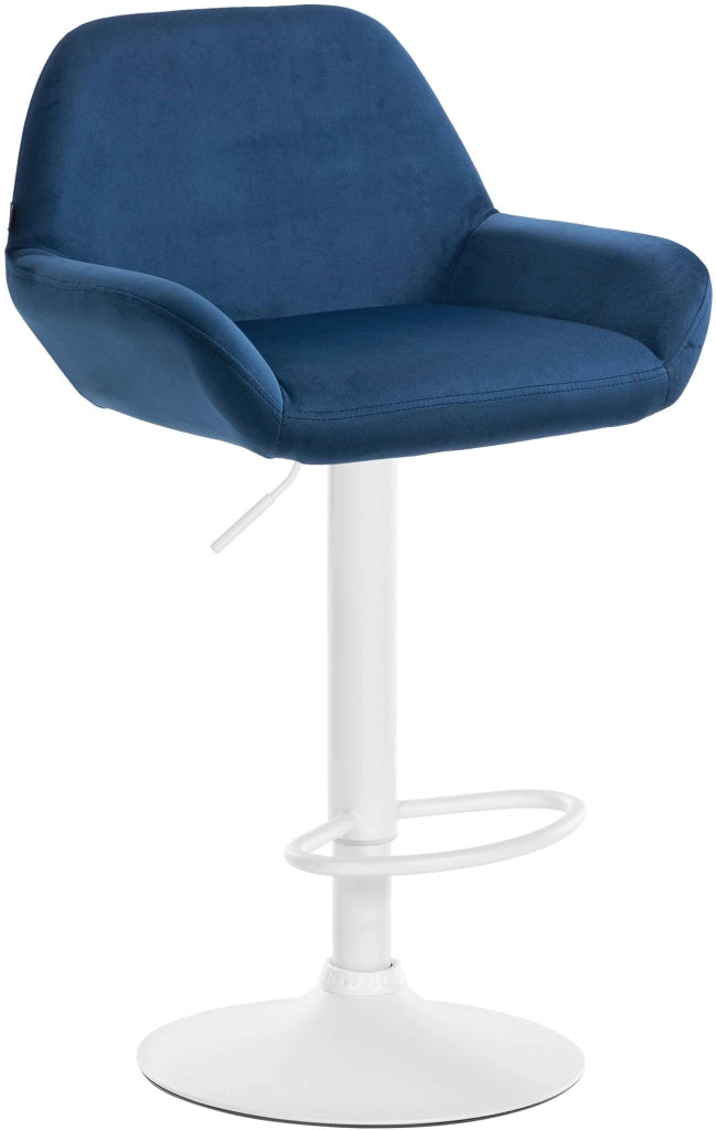 Sgabello Braga in velluto blu,bianco