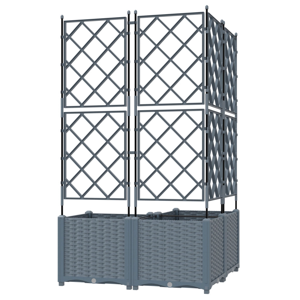 Fioriera da Giardino con Griglia 3 pz Grigio Chiaro 80x80x143 cm