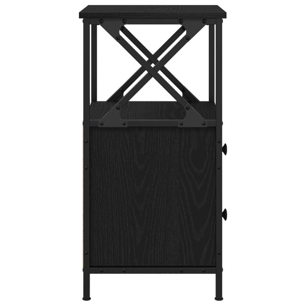 Comodini 2 pz Nero Rovere 34x35,5x70 cm Legno ingegnerizzato