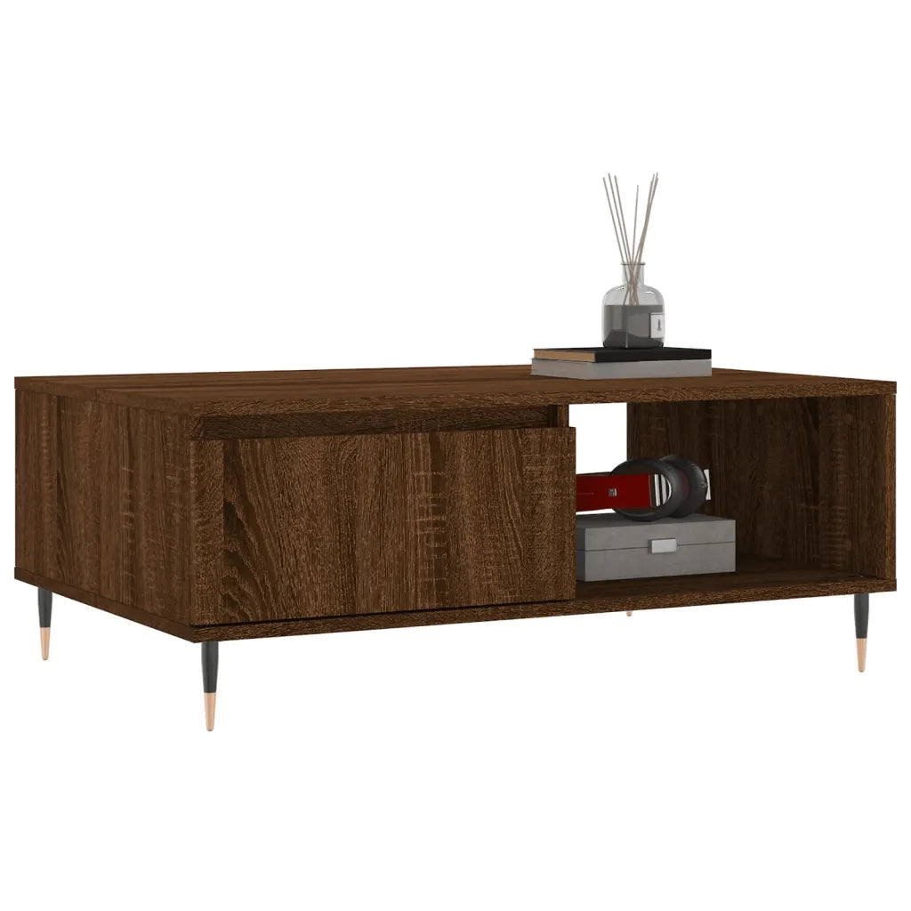 Tavolino da Salotto-Tavolino da soggiorno-Tavolo Rovere Marrone 90x60x35cm Legno Multistrato 672563