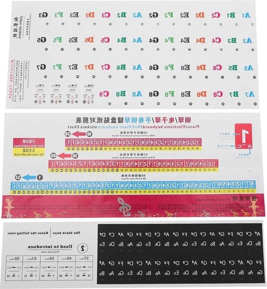 Etichette Piano - Tastiere Note Lettere Numeri - Etichette Chiavi Etichette - Notazione Tastiera - Bambini Adulti Principianti - 88/61/54 Tasto