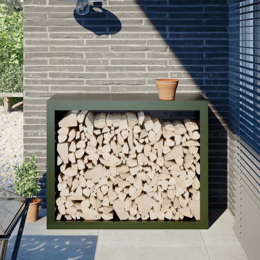 Rastrelliera per Legna da Ardere-Portalegna Verde 100x40x80 cm in Acciaio