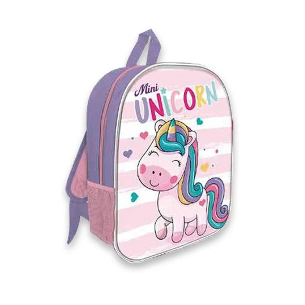 Trade Shop - Zaino Zainetto 30cm Design Unicorno Con Zip Scuola Asilo Tempo Libero Bambini 740304 -
