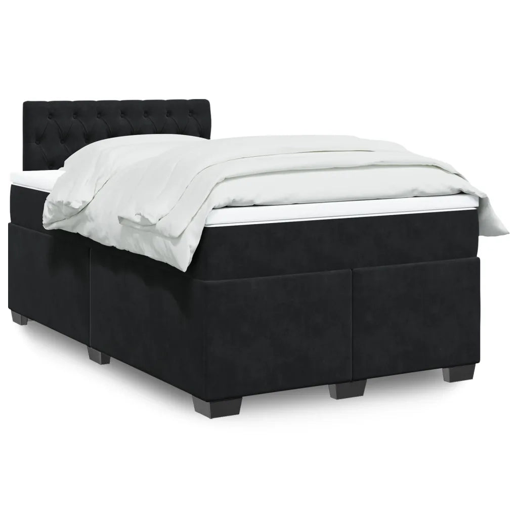 vidaXL Giroletto a Molle con Materasso Nero 120x200 cm in Velluto