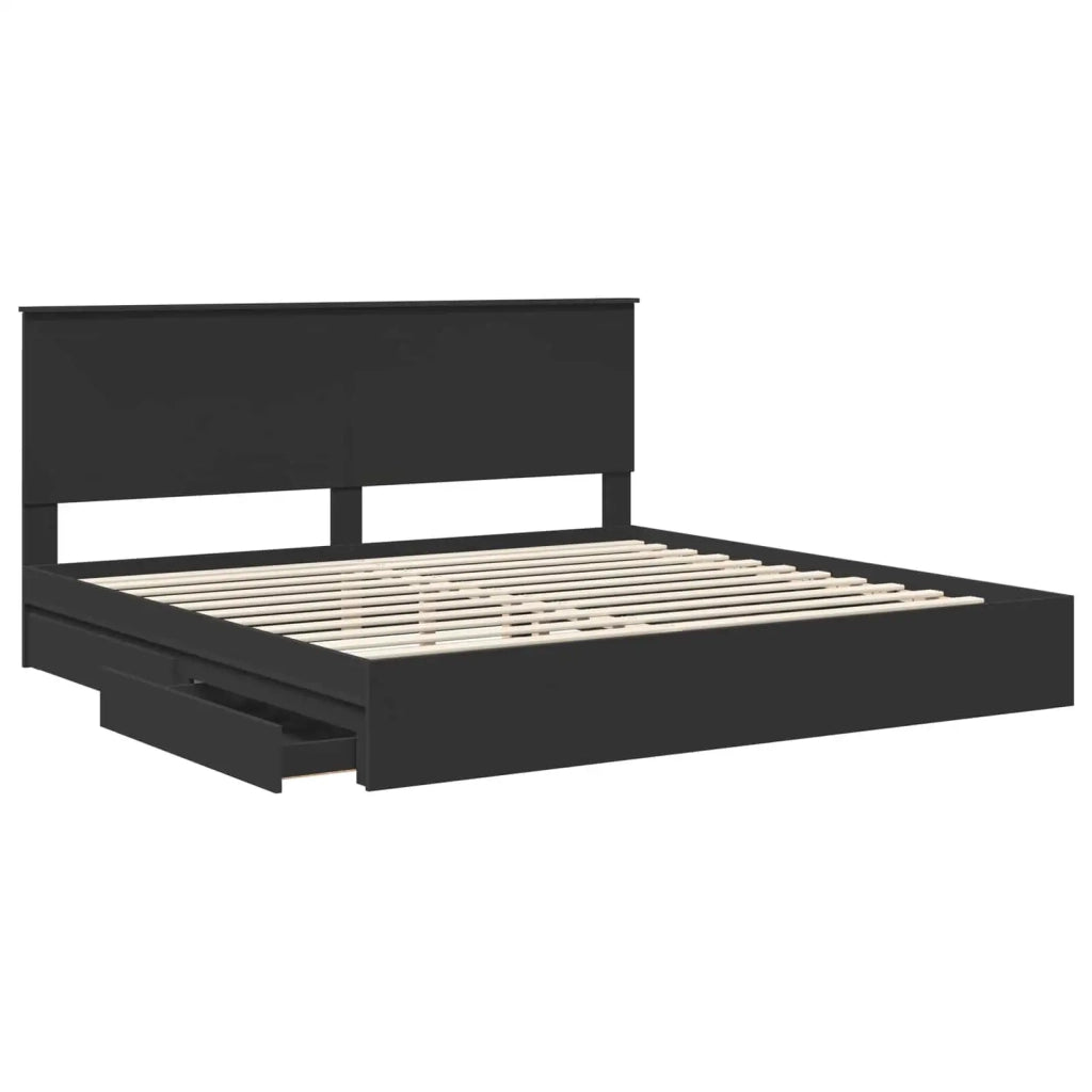 Letto con Contenitore Nero 200 x 200 cm Legno multistrato