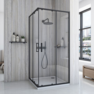 Cabina Doccia Rea City 80x80 Black senza piatto doccia