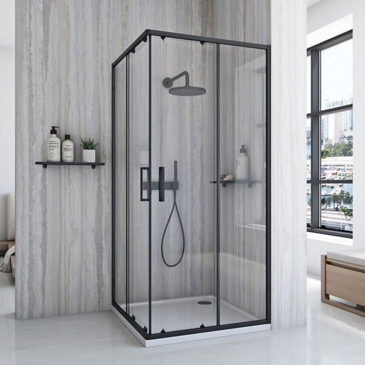 Cabina Doccia Rea City 80x80 Black con piatto doccia Savoy black