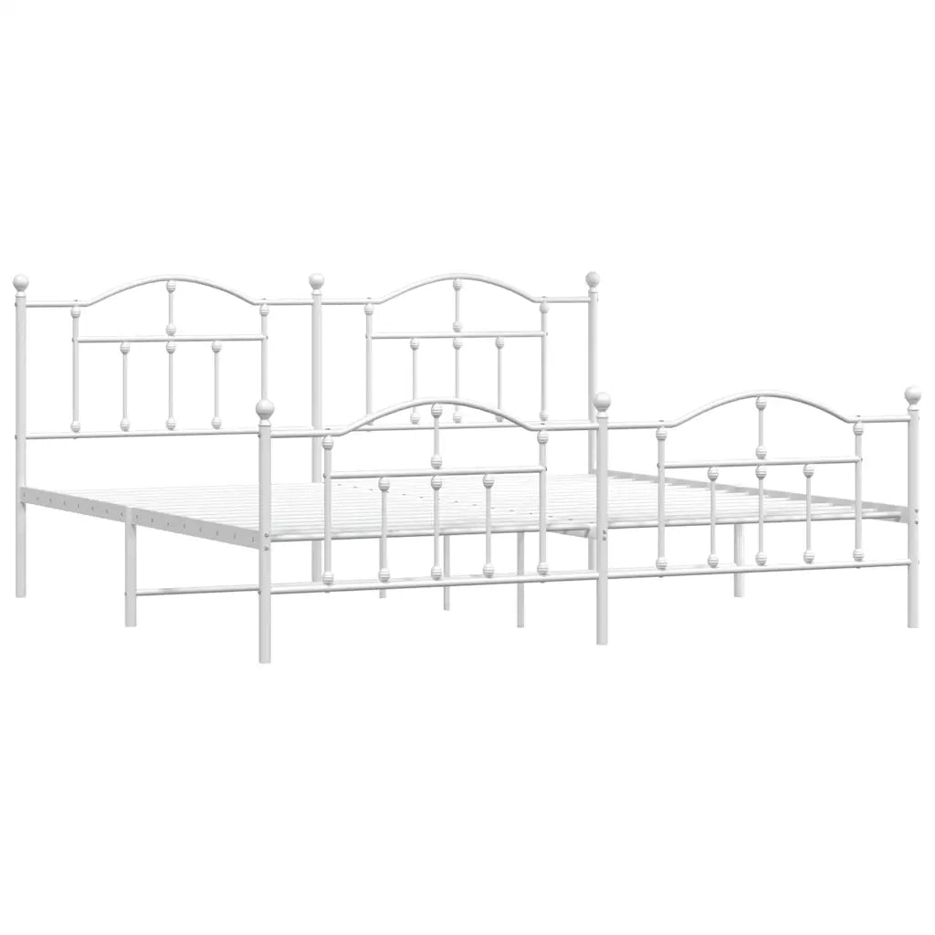 Giroletto con Testiera e Pediera-Struttura Letto Metallo Bianco 200x200 cm 988915