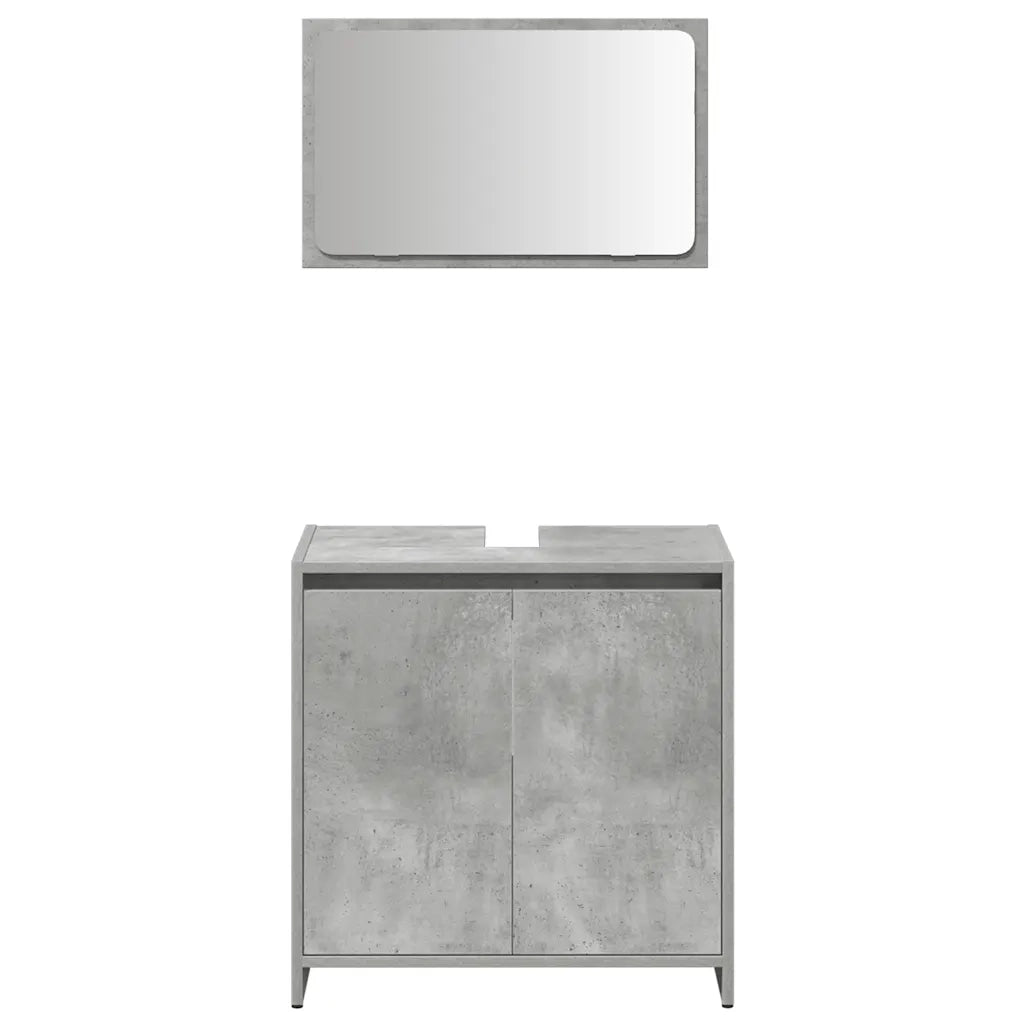 Set Mobili da Bagno | Armadio da bagno 3 pz Grigio Cemento in Legno Multistrato