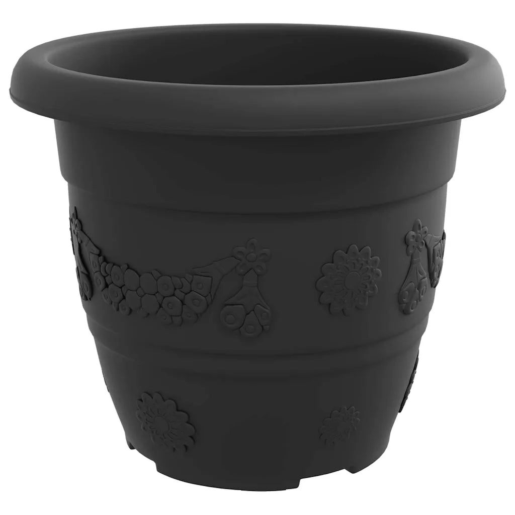 Vaso Rotondo per Fiori 6 pcs Nero Ø 30 x 25 cm Plastica