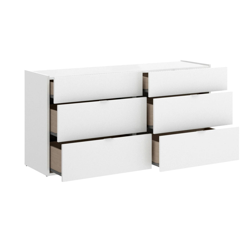 Cassettiera Avana, Settimanale per camera da letto, ComÃ² con 6 cassetti, 120x39h62 cm, Bianco