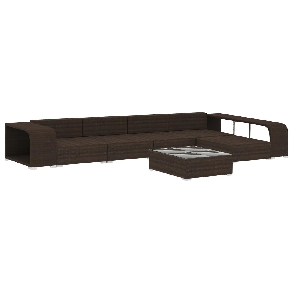 Set Divani da Giardino 8 pz con Cuscini in Polyrattan Marrone 48311