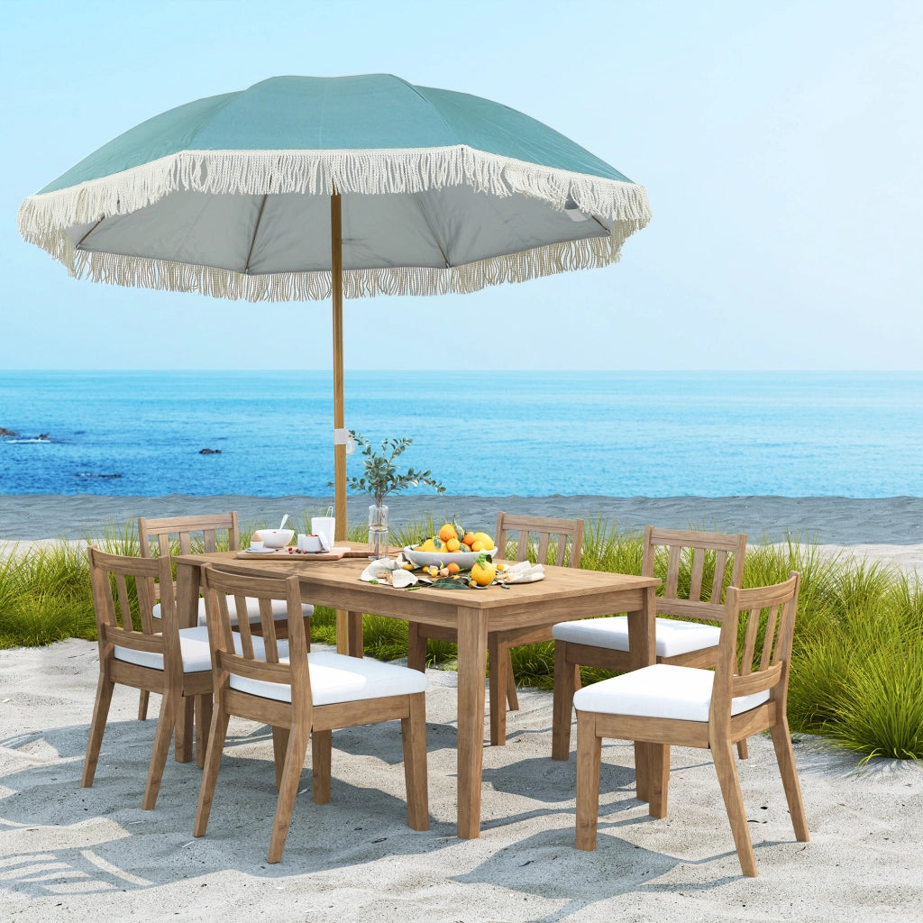 Ombrellone da giardino ¨C zephmum ¨C effetto legno, ? 170 cm, regolabile, blu chiaro
