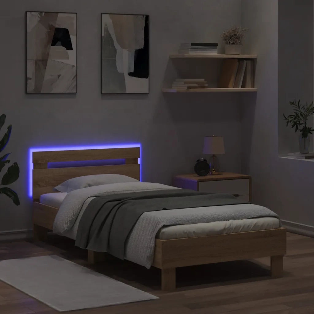 Giroletto con Testiera e LED Rovere Sonoma 75x190 cm 838752