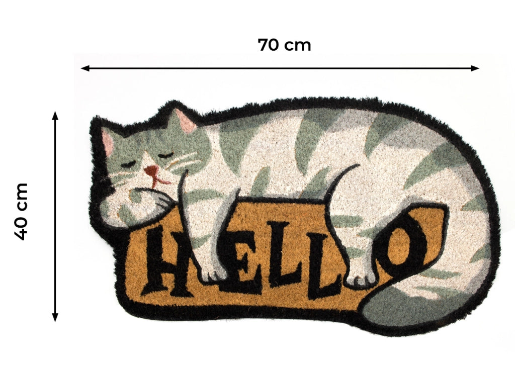 Zerbino Entrata Ingresso Esterno Antiscivolo Cocco Animal Cat Hello