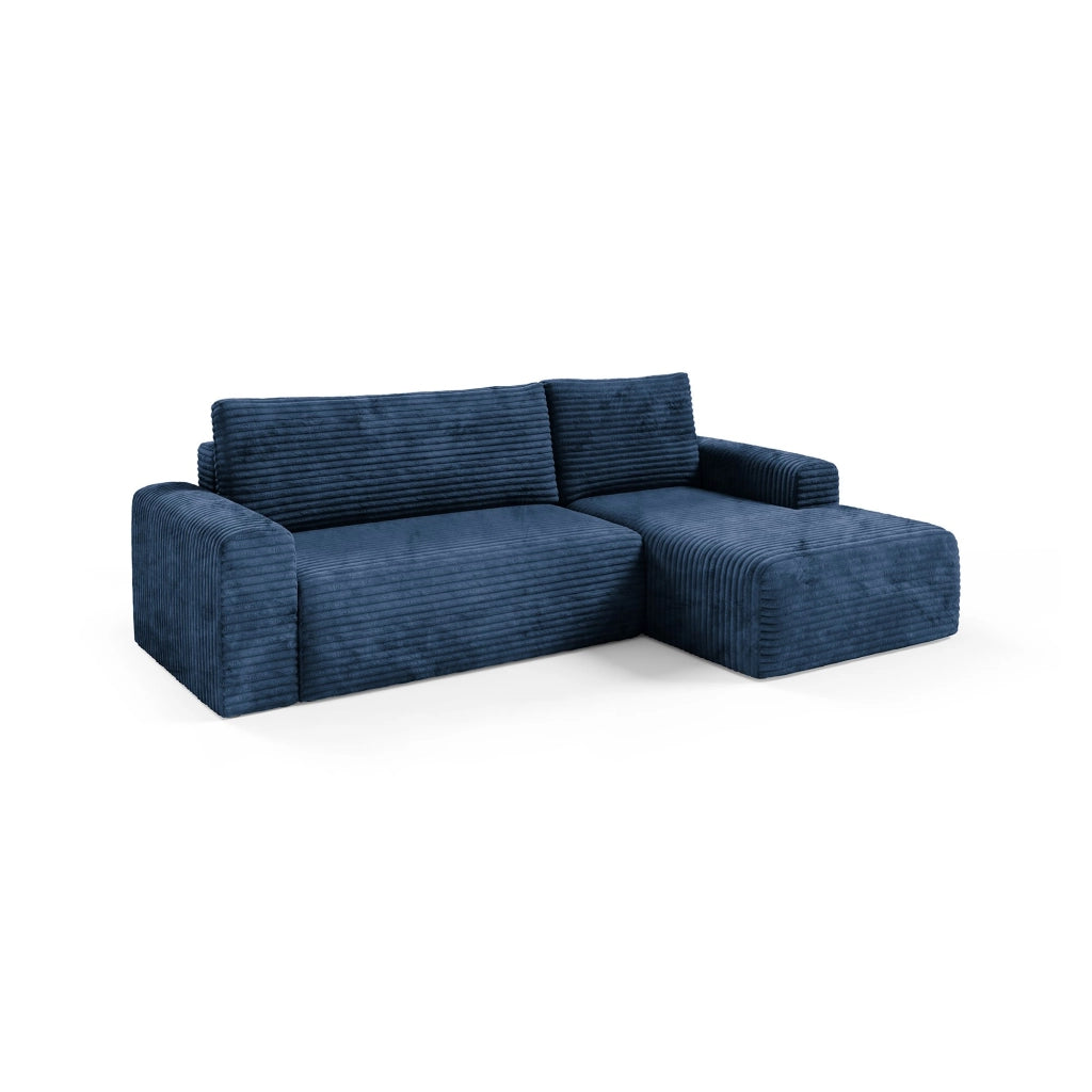 Folgarida, Divano Letto con Penisola Contenitore, 268x163 cm blu