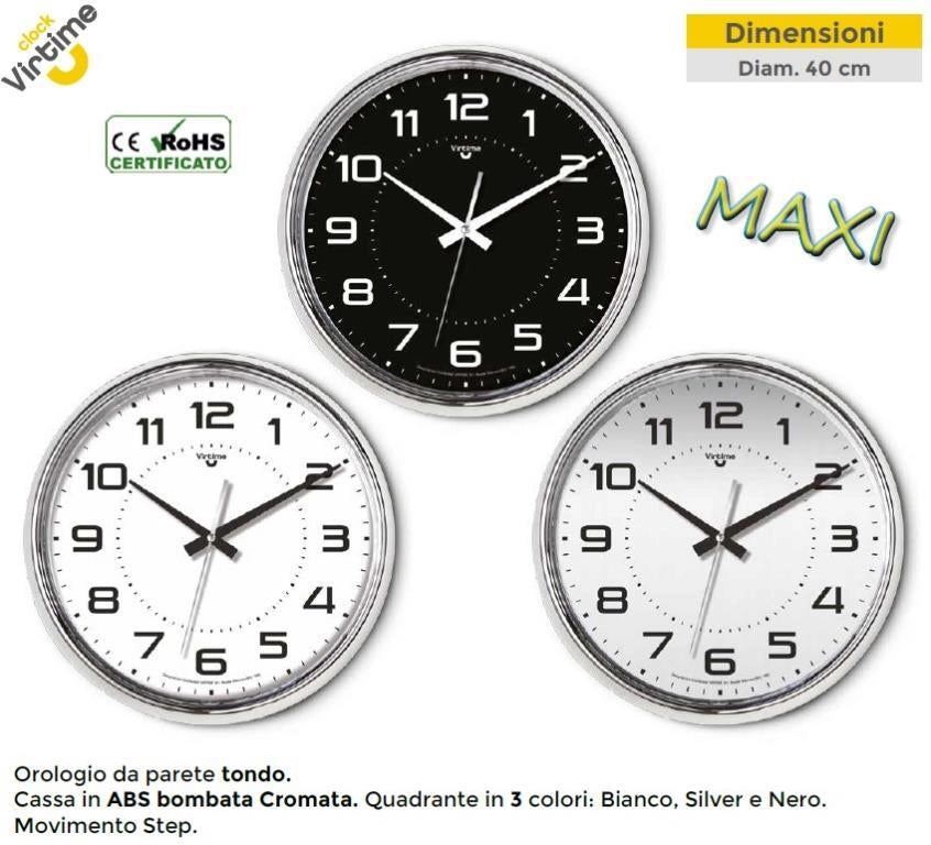 Orologio da Parete in Abs Cassa Bombata Bomato 40 cm 3 Colori