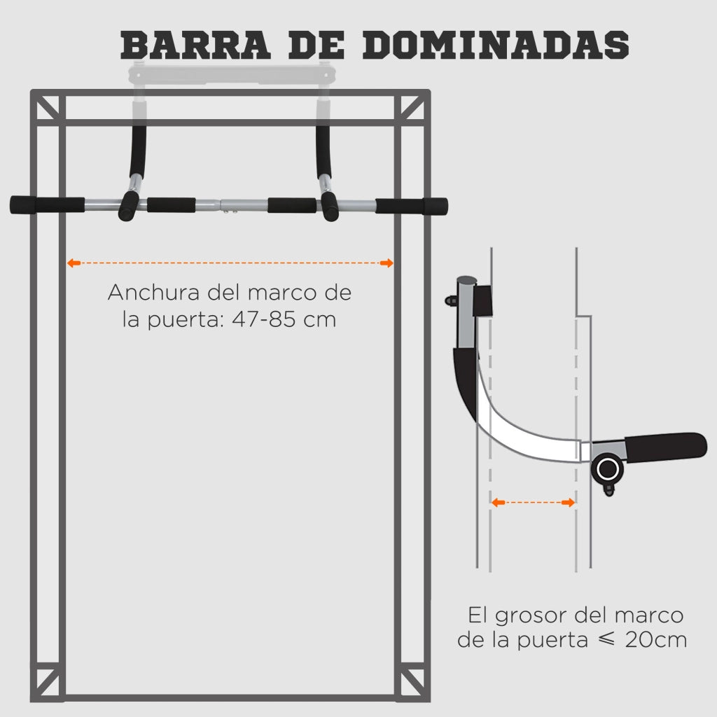 Sbarra per Trazioni a Soffitto ¨C Xylo ¨C Allenamento Pull-Up Portata 110kg 92x40x17cm Nero