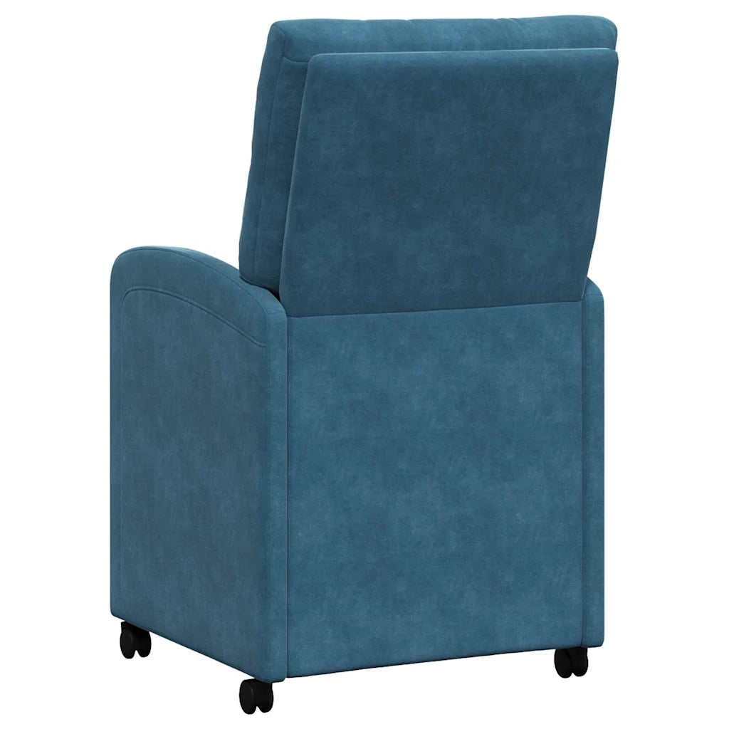 Sedie da Pranzo con Ruote 2 pcs Blu 58 x 67 x 97 cm Velluto