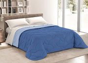 Trapunta Piumone Letto Invernale 300gr Microfibra Hilary Tinta Unita Bicolor - Piazza E Mezza - Azzurro-Blu