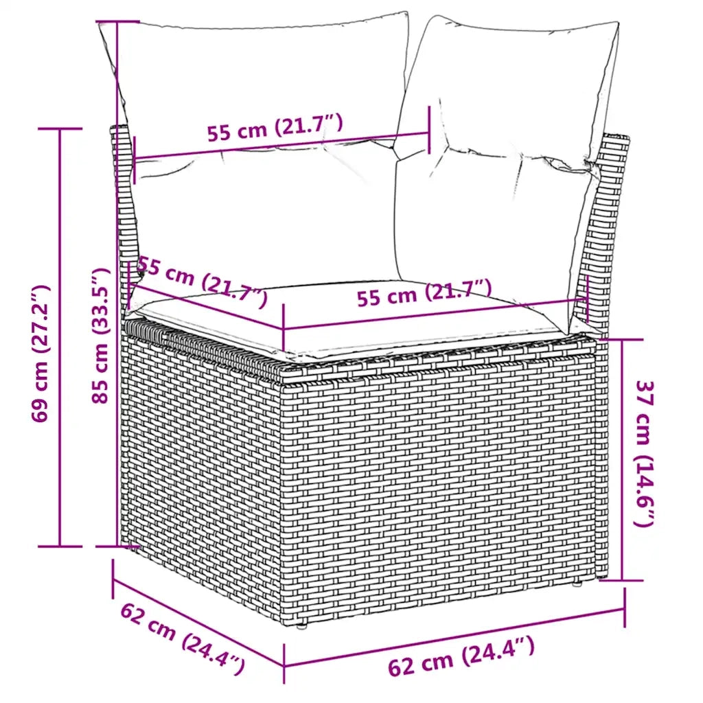 Set Divani da Giardino 4 pz con Cuscini Nero in Polyrattan 3217576