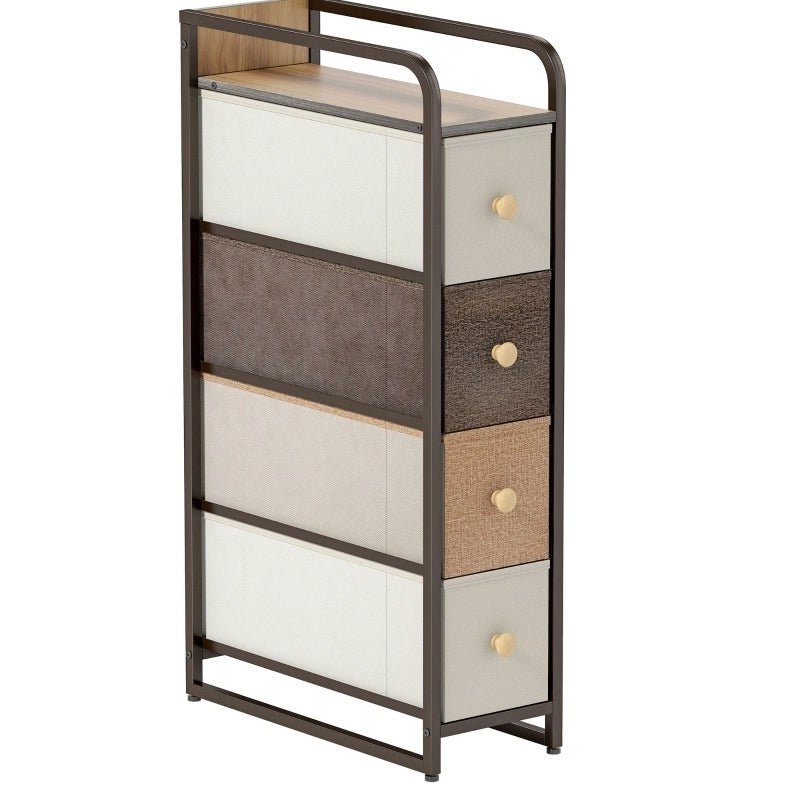 Cassettiera salvaspazio 20x47x84.5 cm con 4 cassetti in tessuto; struttura in acciaio; multicolore