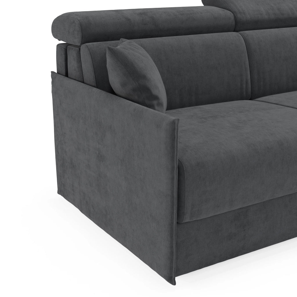 Miryam Divano letto con poggiatesta reclinabili e comfort maxi - design compatto in morbido tessuto smacchiabile T31 149 cm antracite