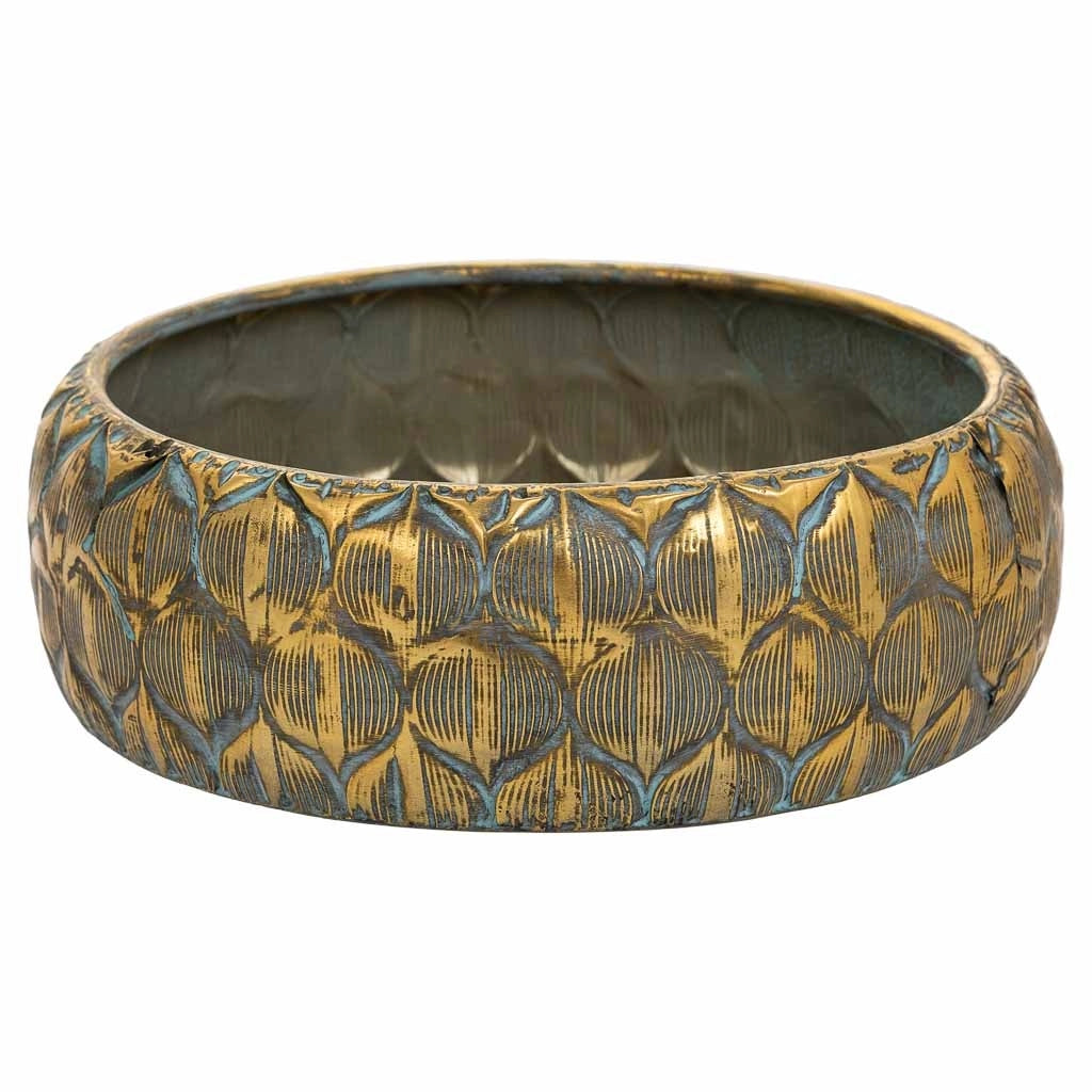 Fioriera in metallo dorato 31,5x31,5x9,5h