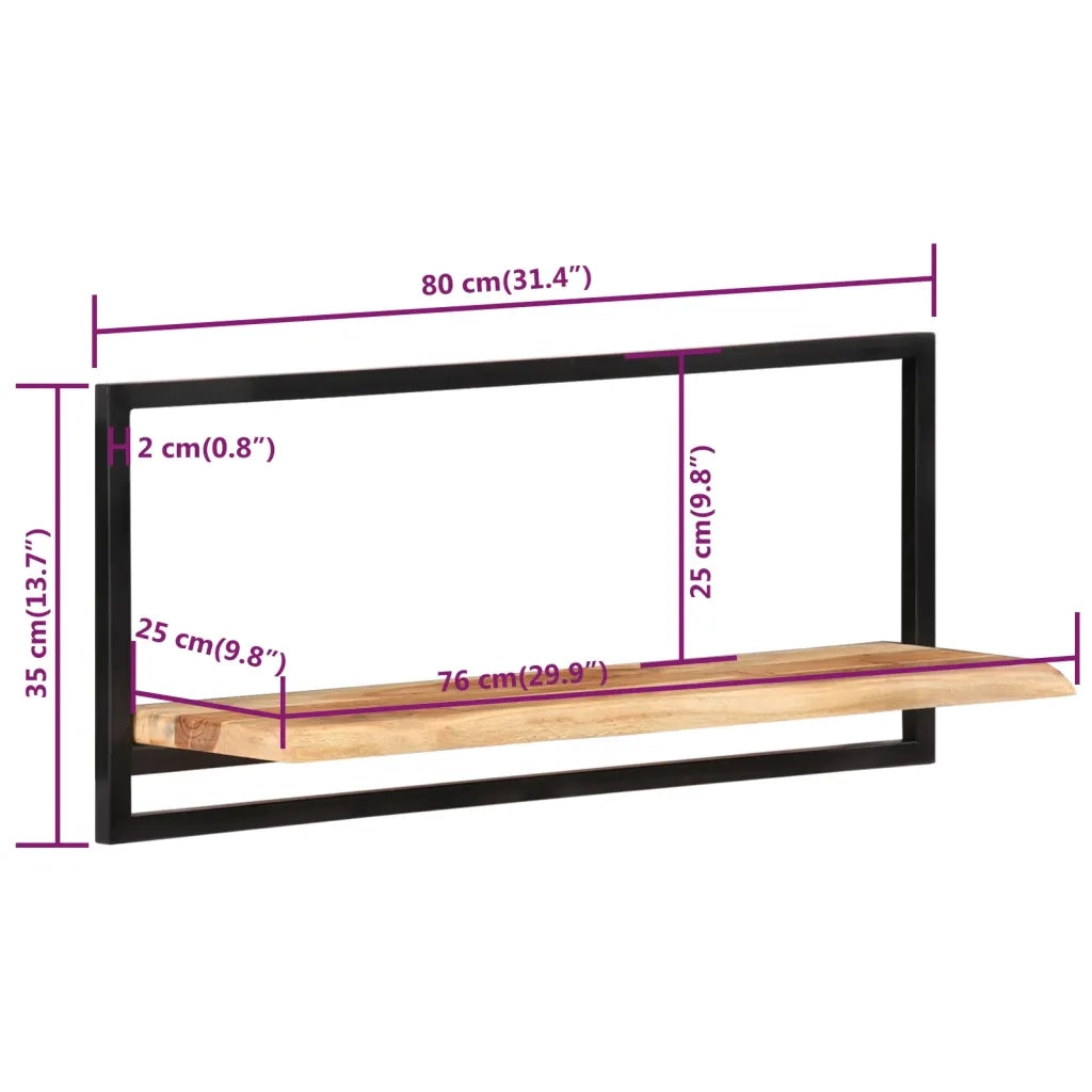 Mensole Parete 2pz 80x25x35 cm Legno Massello Acacia e Acciaio 338458