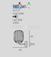 APPLIQUE OTTONE SATINATO 1 LUCE VETRO TRASPARENTE 1181OS-AT-TR